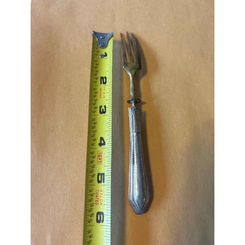 Unbranded Antique Pickle Fork Unisex OS Silver Gold Fair Ornate Beaded‎ Handle